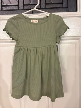 Cat & Jack Olive Green Ribbed Short Sleeve Dress